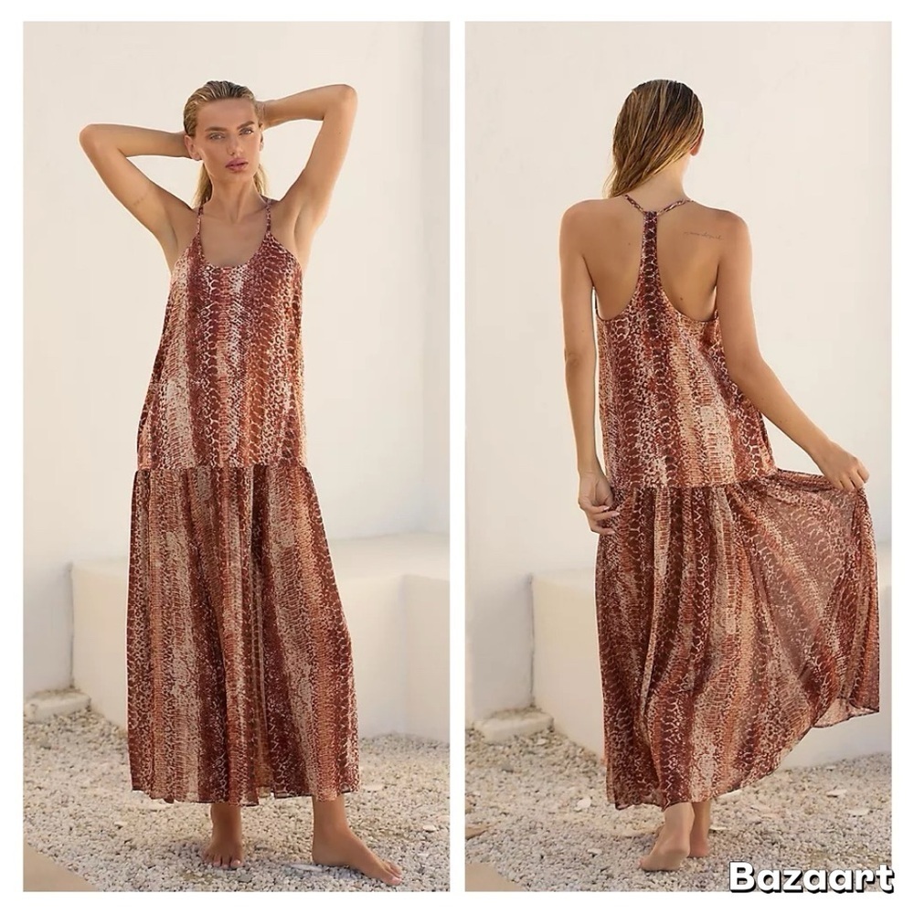 NWT By Anthropologie Sleeveless Sheer Midi Dress Sz XL